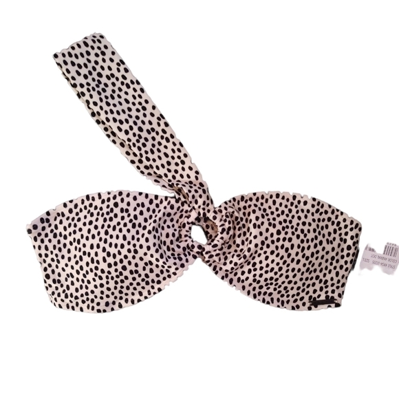 Kendall & Kylie Cream with Black Animal Dots Bikini Top Sz.M NWT - Picture 1 of 5